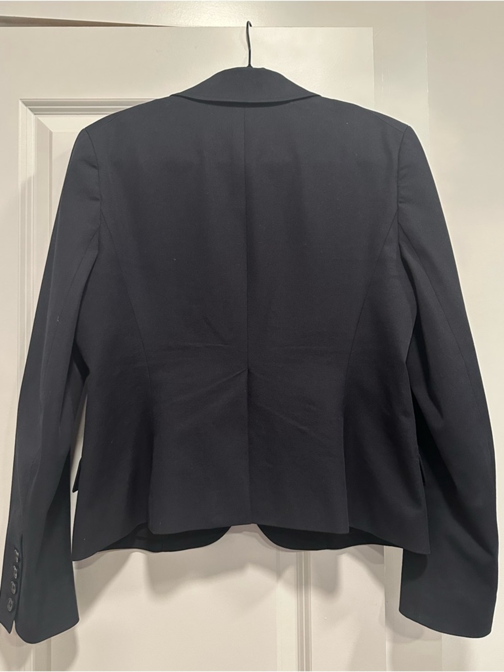 Theory Black Blazer Jacket Tailored Cropped Workwear Minimalist Size 12